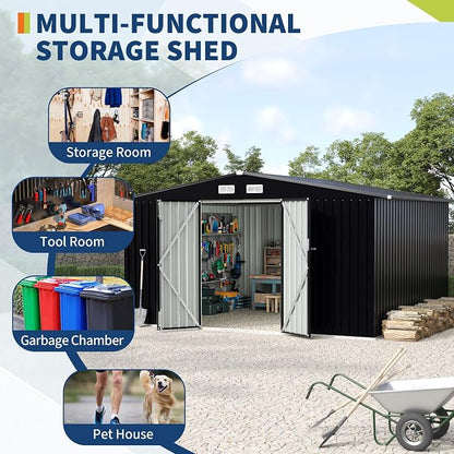 8x10x6.4 FT Outdoor Storage Sheds, Metal Garden Tool Shed - Image 3