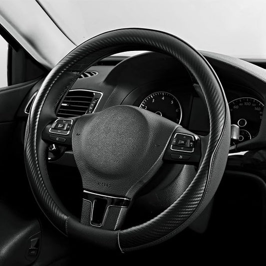 PIC AUTO Steering Wheel Cover, Sports Carbon Fiber and Super Breathable Leather by PICAUTO