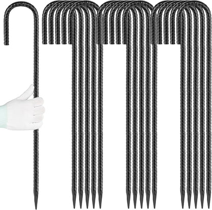 24 inches J Hook Rebar Stakes, Extra Long Garden Stakes by Besitu