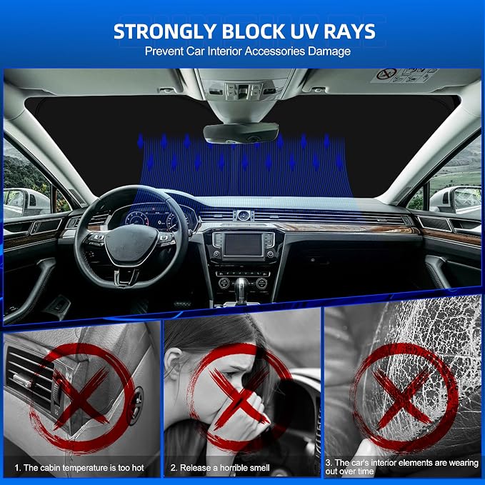 Windshield Sun Shade for Honda Odyssey 2011-2017 Foldable Sunshade Custom Fit - Image 4