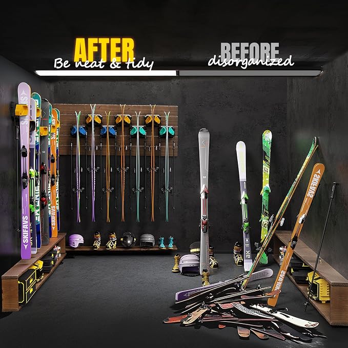 Ski & Snowboard Wall Rack for Garage Wall Fits Any Ski/board, Ski Wall Mount - Image 4