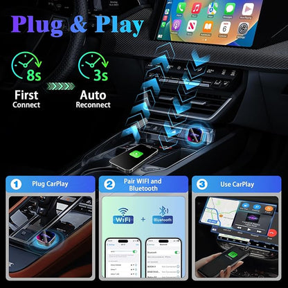 Wireless CarPlay Adapter for iPhone, 2025 Upgrade Convert Wired to Wireless Car - Image 7