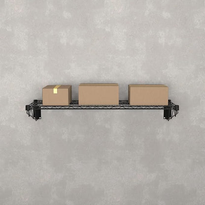 14" x 48" Black Epoxy Wire Wall Mount Shelf - Image 2