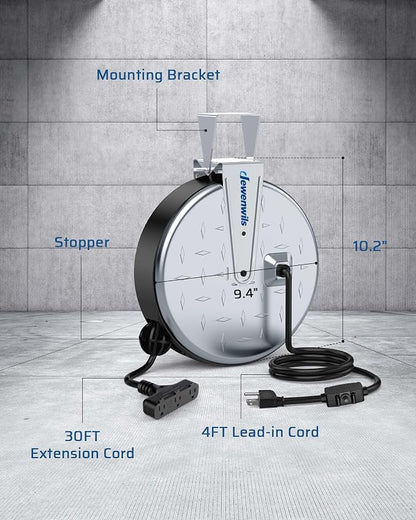 DEWENWILS 30 Ft Retractable Extension Cord Reel, Ceiling/Wall Mount 16/3 Gauge - Image 2