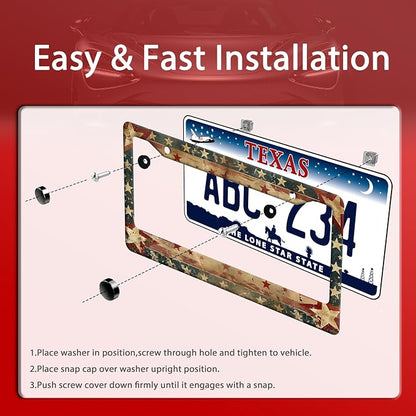 Retro American Flag License Plate Frame USA Flag Patriotic License Plate Holder - Image 3