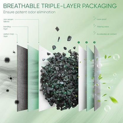 Activated Charcoal Odor Absorber, 8 Pack w Hooks Nature Odor Eliminator - Image 4