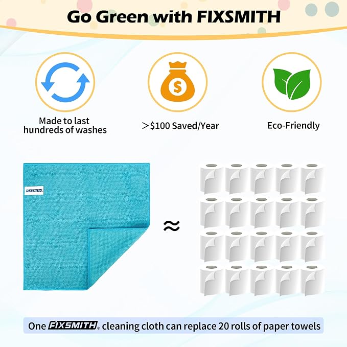 FIXSMITH Microfiber Cleaning Cloth, 20 Pack Cleaning Rags, Cleaning Towels - Image 7