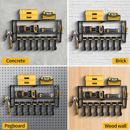 Wall Mount Power Tool Organizer, 3 Layer 7 Drill Hangers Storage Rack, Tool - Image 8