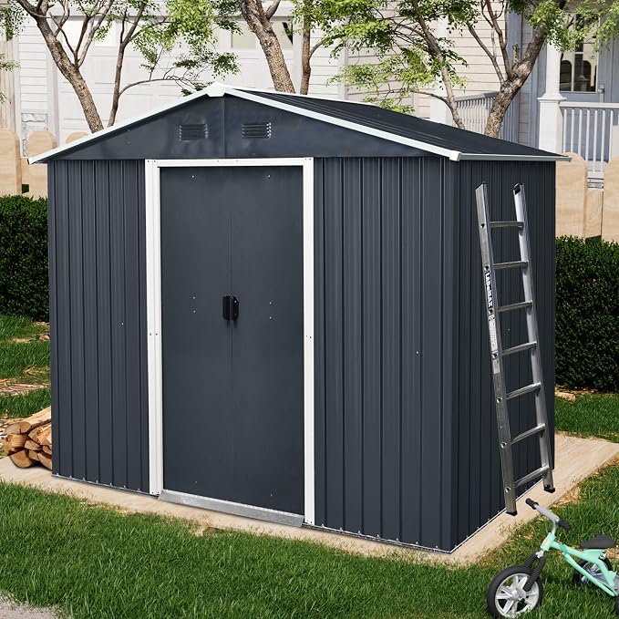8x4 FT Outdoor Storage Shed, Metal Shed by Unknown