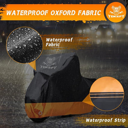 Motorcycle Cover, All-Season Waterproof Outdoor Sun Protection Fit up to 86 - Image 4