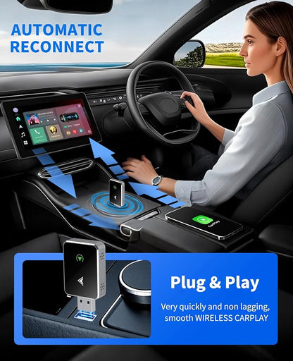 Wireless CarPlay Adapter, 2025 Upgraded 2-in-1 Mini Size CarPlay & Android Auto - Image 2