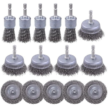15 Pack Carbon Steel Wire Wheel Brush, Rocaris Cup Brush, Wheel Brush, Pen by Rocaris