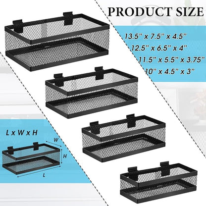 Coume 4 Pcs Black Slatwall Baskets 4 Size Metal Mesh Wire Basket - Image 2