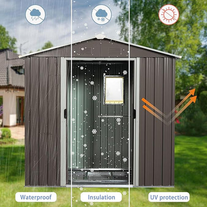 8 x 4 FT Outdoor Storage Shed, Large Metal Utility Garden Shed - Image 2