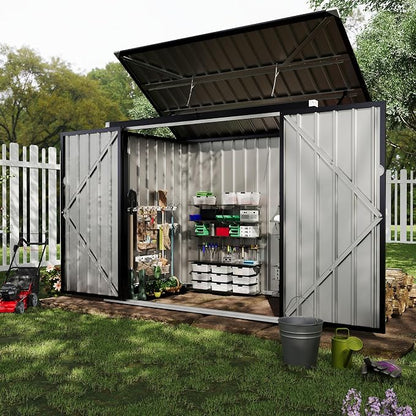 2 Trash Cans Metal Outdoor Storage, 3x6 FT Garbage Bin Storage Shed - Image 8