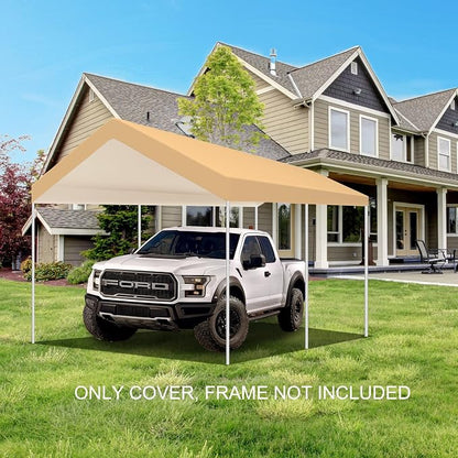 10'x20' Upgraded Carport Replacement Top Canopy Cover Beige - Image 5