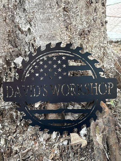 Custom American Flag Metal Shop Sign Gift - Image 5