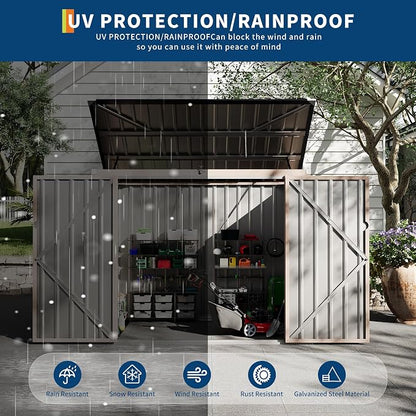 2 Trash Cans Metal Outdoor Storage, 3x6 FT Garbage Bin Storage Shed - Image 4