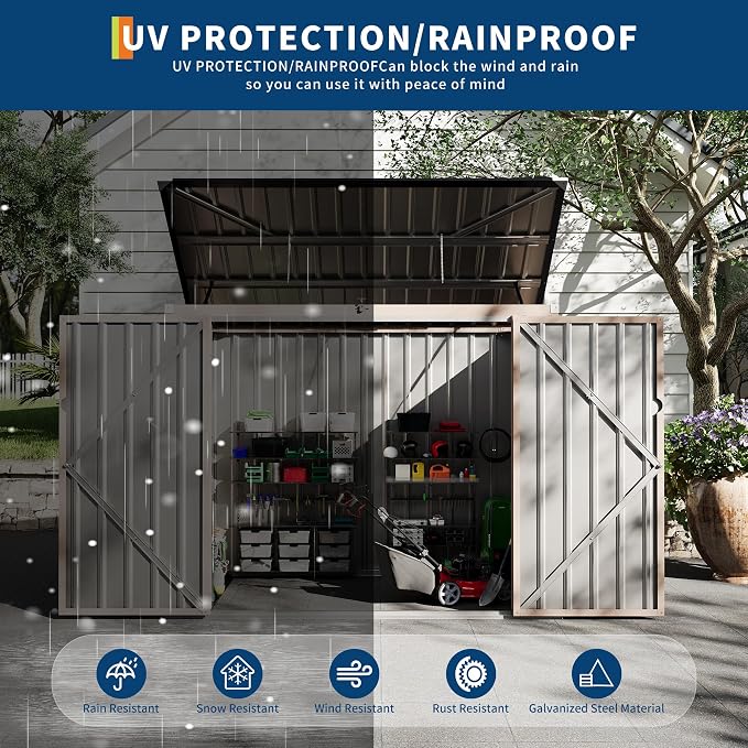 3x6 FT Garbage Bin Shed Stores, Outdoor Trash Can Storage 2 Binsgarbage Bin - Image 4