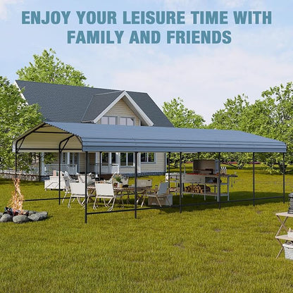 EBE 13' x 25' Metal Carport, Outdoor Steel Carport Canopy - Image 7
