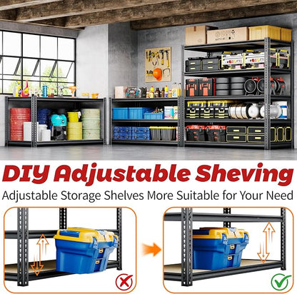 48"W Garage Shelving, 2650LBS Storage Shelves heavy duty, 5 Tier Metal Shelving - Image 6
