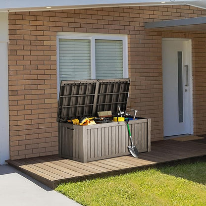 180 Gallon Lockable Resin Deck Box, Waterproof & UV-Resistant Outdoor Storage - Image 4