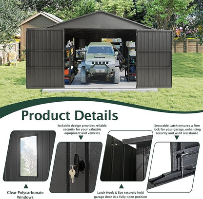 Domi 12’x20’ Outdoor Metal Garage Shed, All Weather Enclosed Carport - Image 6