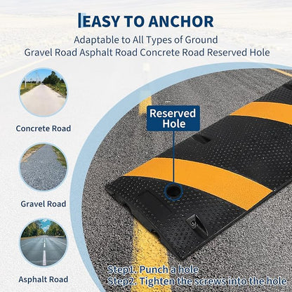 3 PCS 6FT Speed Bumps Wite End for Road, Heavy-Duty 25, 000 Lbs Capacity - Image 4
