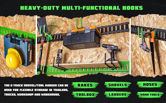 4-Pack E-Track Heavy Duty Shovel/Tool Hanger, E Track Hooks - Image 7