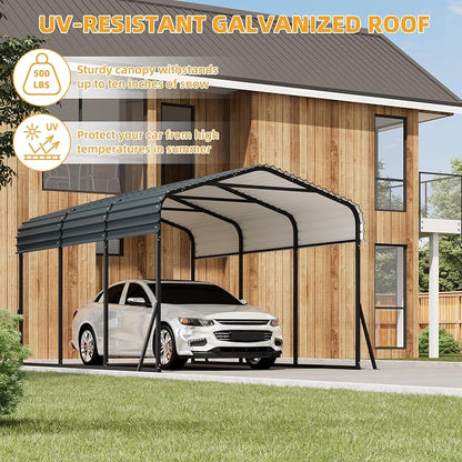 10 x 15 FT Metal Carport with Galvanized Steel Roof, Heavy Duty Metal Roof - Image 6