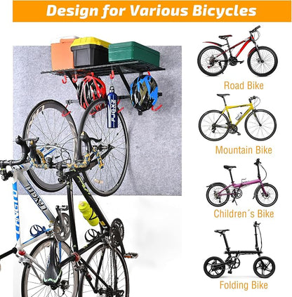 PLKOW Garage Wall Shelving, Wall Mount Bike Storage Rack - Image 5