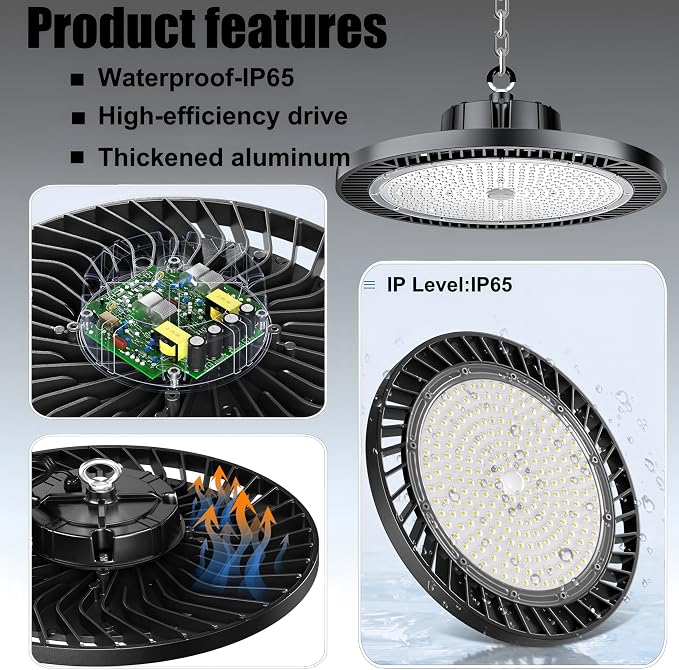 2Pack 250W UFO LED High Bay Light, 30000lm 6000K Daylight 2500W Equivalent - Image 5