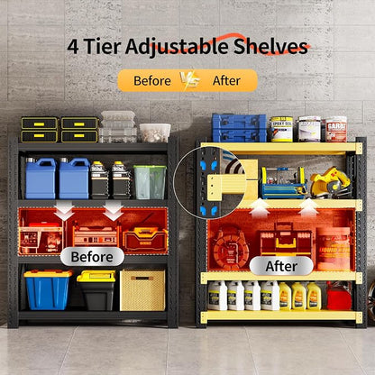 Garage Shelving Unit, 4 Tier Heavy Duty Racks, Easy Assembly, Metal Racks - Image 5