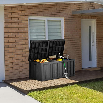 180 Gallon Lockable Resin Deck Box, Waterproof & UV-Resistant Outdoor Storage - Image 4