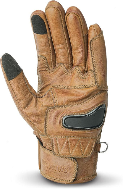 Leather Motorcycle Gloves with Adjustable Fitting Bike Riding Gloves - Image 2
