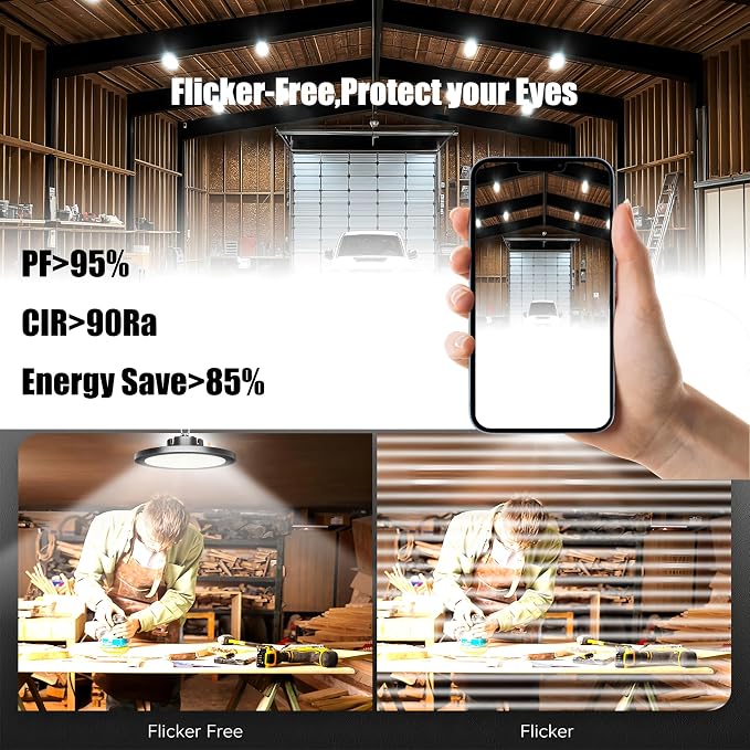250W UFO LED High Bay Light, 30000lm 6000K Daylight 2500W Equivalent - Image 6