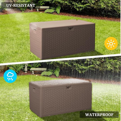 73 Gallon Pro Waterproof Outdoor Storage Pro Resin Deck Box Bin - Image 7