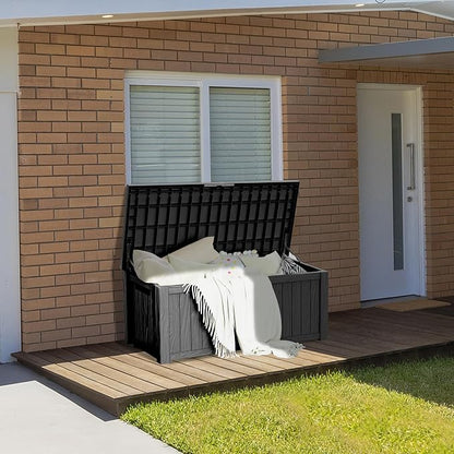 150 Gallon Lockable Resin Deck Box, Waterproof & UV-Resistant Outdoor Storage - Image 4