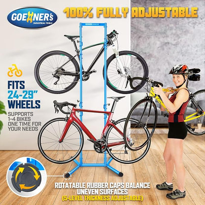 4 Bike Storage Rack Garage, Freestanding Gravity Bicycle Rack - Image 4