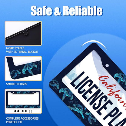 Sea Turtle License Plate Frame Blue Turtles License Plate Stainless Steel Funny - Image 2
