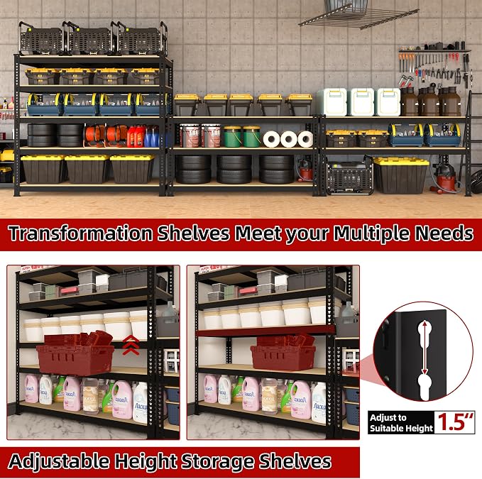 6 Packs 48" W x 24" D x 72" H Adjustable Garage Storage Shelves - Image 5