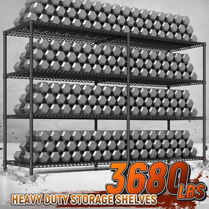REIBII 81.5''W Storage Shelves 3680LBS Garage Shelving Heavy Duty 4 Tier Metal - Image 4