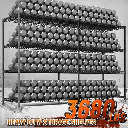 REIBII 81.5''W Storage Shelves 3680LBS Garage Shelving Heavy Duty 4 Tier Metal - Image 4