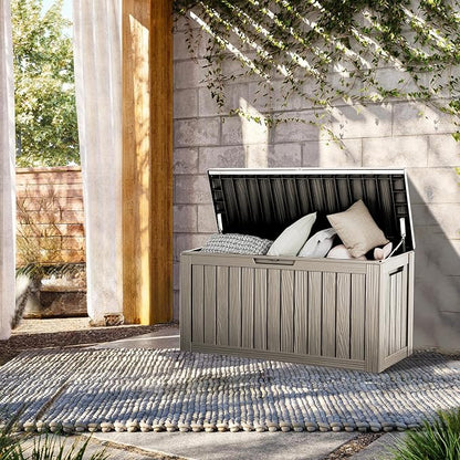80 Gallon Lockable Resin Deck Box, Waterproof & UV-Resistant Outdoor Storage Box - Image 4
