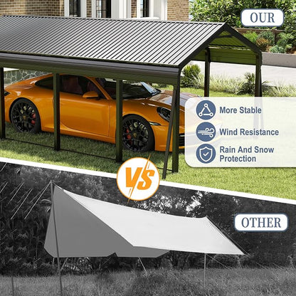 12x20 FT Metal Carport, Heavy Duty Car Port Canopy - Image 5