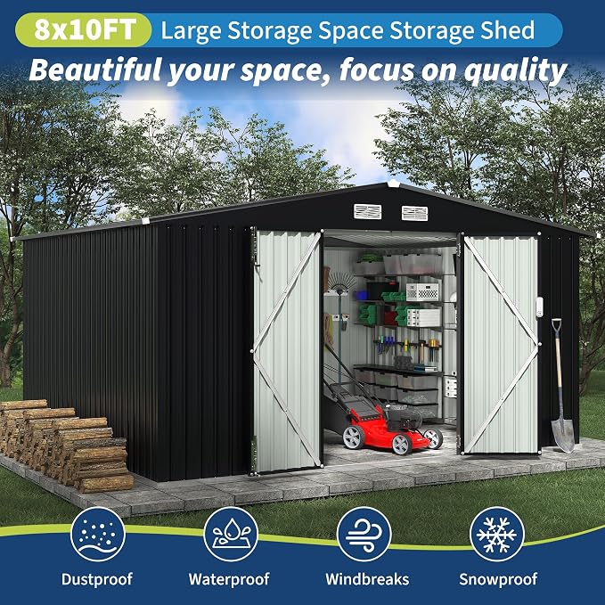 8x10 FT Metal Storage Sheds Outdoor - Image 6