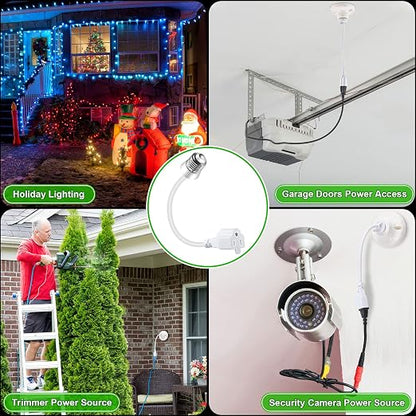 Feekoon 2 Pack 3 Outlet Light Socket Adapter, Convert E26/E27 Bulb Socket to 3 - Image 7