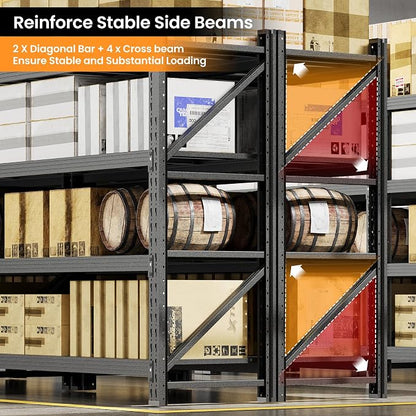 79” W Garage Shelving Heavy Duty, 7000LBS Metal Storage Shelves, 4 Tier Storage - Image 8
