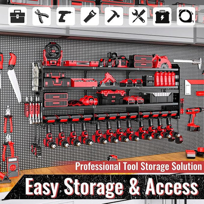 Large Power Tool Organizer Wall Mount-12 Drill Holder, Metal Heavy Duty Garage - Image 6