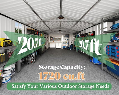 AMERLIFE 13.2x21x8 FT Outdoor Metal Garage Shed, Extra Large Storage Shed - Image 3